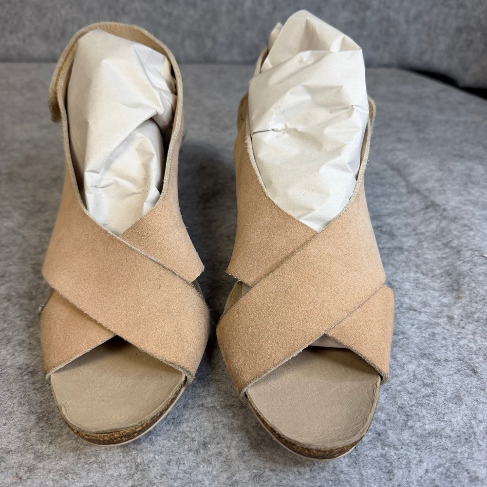 Pedro Garcia Spanish Made Tan Suede Crisscross Slingback Kitten Heel Shoes